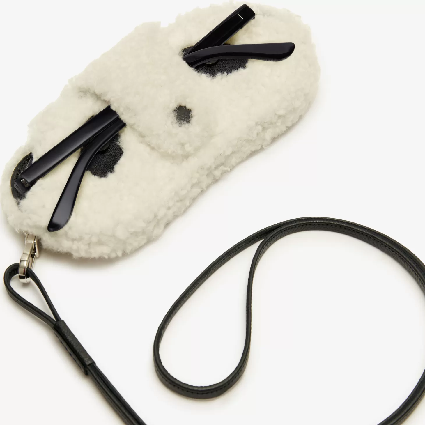 Shearling Panda Glasses Case with Lanyard | Valextra Outlet